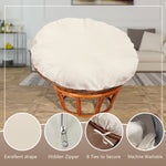 Papasan Cushion Cover Only,Water Resistant Papasan Chair Cushion Cover for Outdoor lndoor,Skin-Friendly Soft Machine Washable Unfading Zippered Cover for Round Egg Chair Cushion